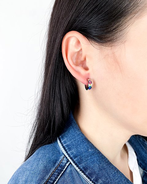 Bruno Earrings hoops with stones, colourful .