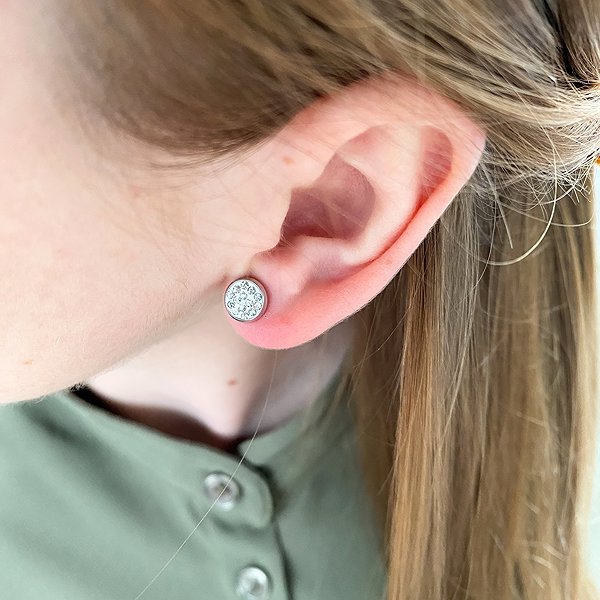 Bruno Earrings with white stones.
