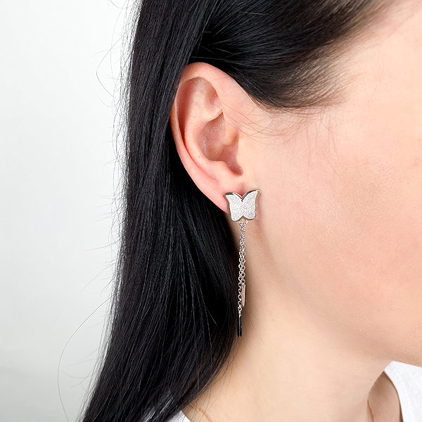 Bruno Sandblasted BUTTERFLY earrings with chains.