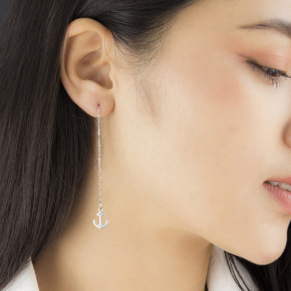 Bruno Threader Chain ANCHOR Earrings .