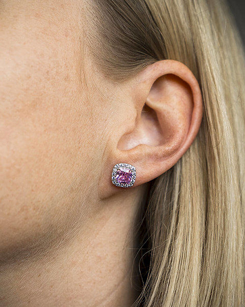 Bruno earrings with pink stones (Ag 925/1000, 3g).