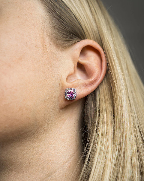 Bruno earrings with pink stones (Ag 925/1000, 3g).
