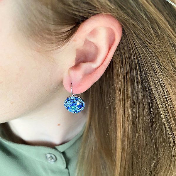 Bruno blue hanging crystal earrings.