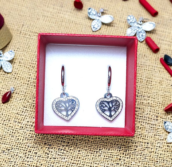 BRUNO TREE OF LIFE HEART drop earrings.