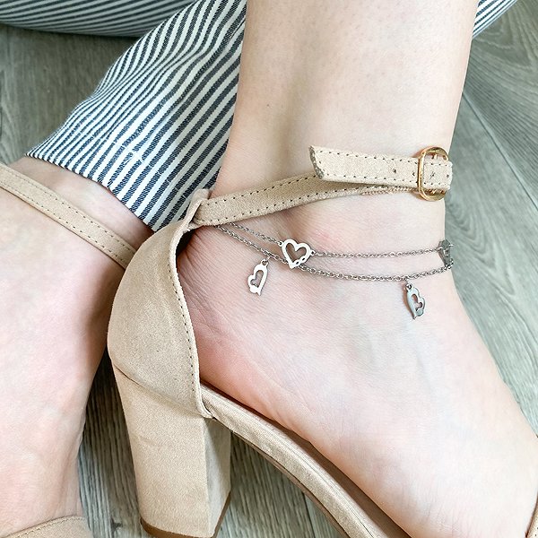 Bruno Double anklet chain with infinity heart.