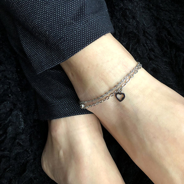 Bruno Double Ankle Chain with Hearts.