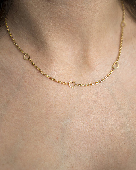 Bruno Combined Necklace with Hearts Gold.