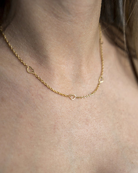 Bruno Combined Necklace with Hearts Gold.