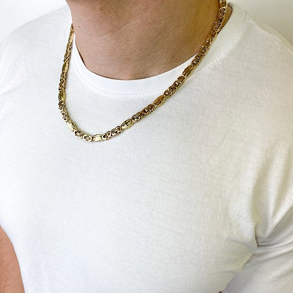 Bruno Byzantine Pattern Gold Necklace 55/0.7cm.