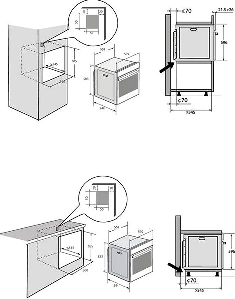 Built-in Oven BRANDT BOP7537BB Technical draft