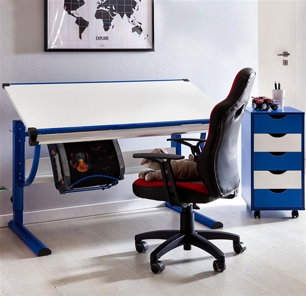 Písací stôl BRÜXXI Moa 118 cm, modrý ...