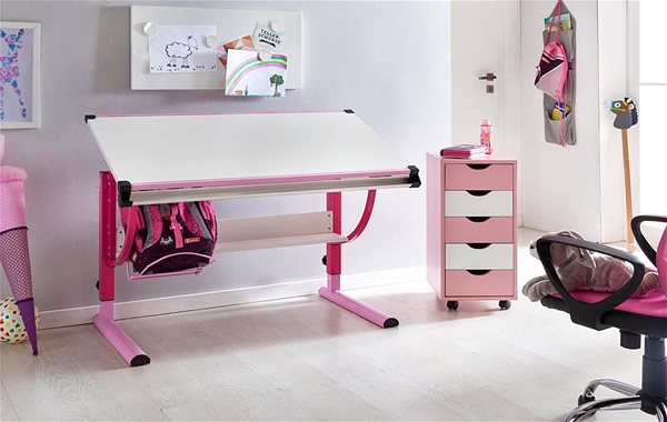 Písací stôl BRÜXXI Moa 118 cm, ružový ...