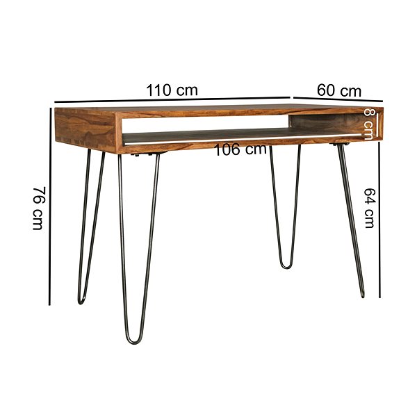 Písací stôl BRÜXXI Bagli 110 cm, masív Sheesham ...