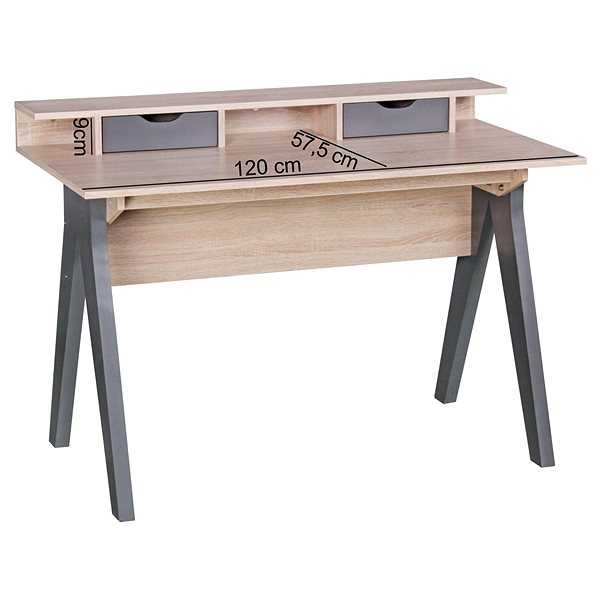 Schreibtisch BRÜXXI Samo 120 cm, Sonoma Eiche/grau ...