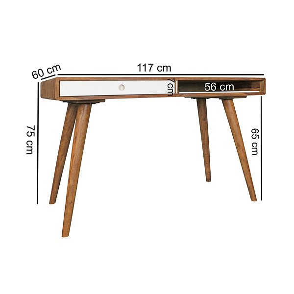 Písací stôl BRÜXXI Repa so zásuvkou 120 cm, masív Sheesham, biely ...