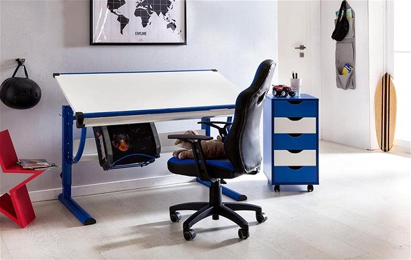 Detská stolička k písaciemu stolu BRÜXXI Speedy, syntetická koža, modrá Lifestyle