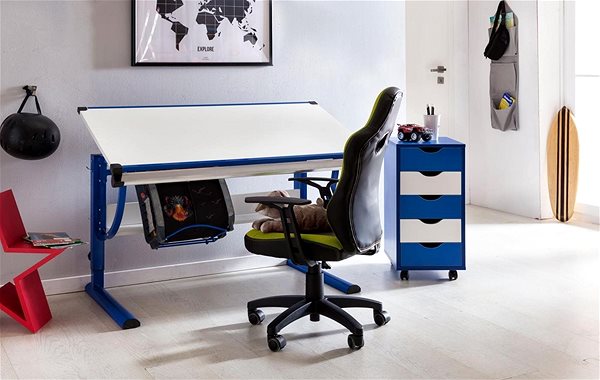 Gyerek íróasztal szék BRÜXXI Speedy, szintetikus bőr, zöld Lifestyle