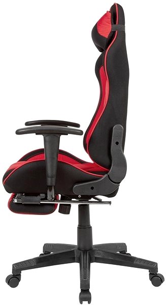 Herní židle BRÜXXI Loren, textilní potahovina, černá/červená Boční pohled