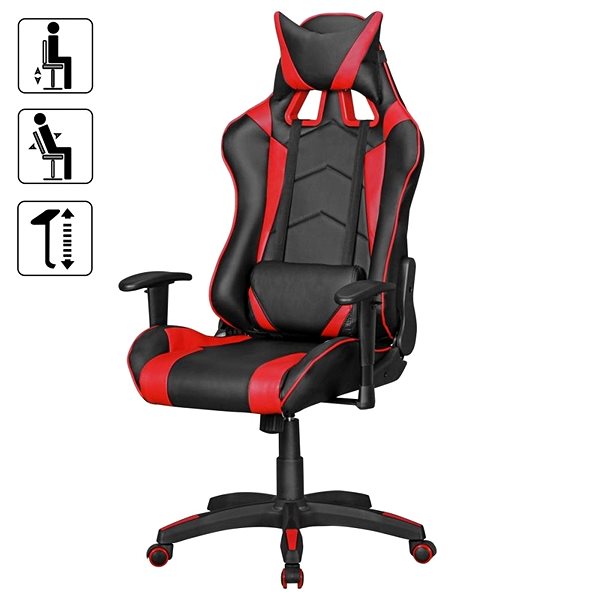 Herná stolička BRÜXXI Score, syntetická koža, čierna/červená Vlastnosti/technológia