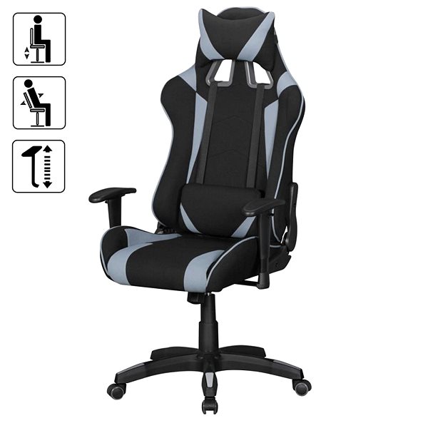 Gamer szék BRÜXXI Scorel, szövet huzat, fekete-szürke Jellemzők/technológia