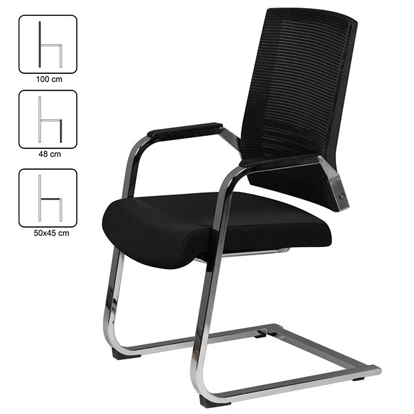 Kancelárska stolička BRÜXXI Apollo III, tkanina, čierna Technický nákres