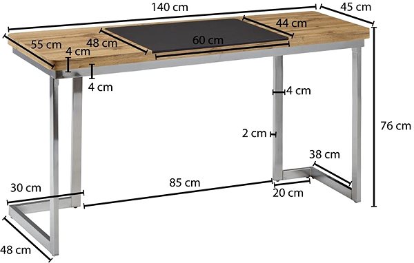 Schreibtisch BRÜXXI Rick, 140 cm, MDF/Edelstahl ...