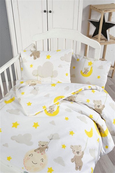 Detská posteľná bielizeň Brotex Bavlnené detské obliečky 140 × 200, 70 × 90 cm, medvedík v oblakoch ...