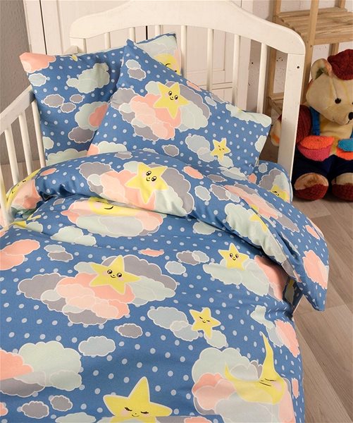 Detská posteľná bielizeň Brotex Bavlnené detské obliečky 140 × 200, 70 × 90 cm, modrá obloha ...