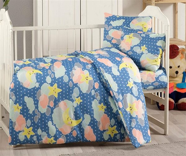 Detská posteľná bielizeň Brotex Bavlnené detské obliečky do malej postieľky 90 × 135, 45 × 60 cm, modrá obloha ...