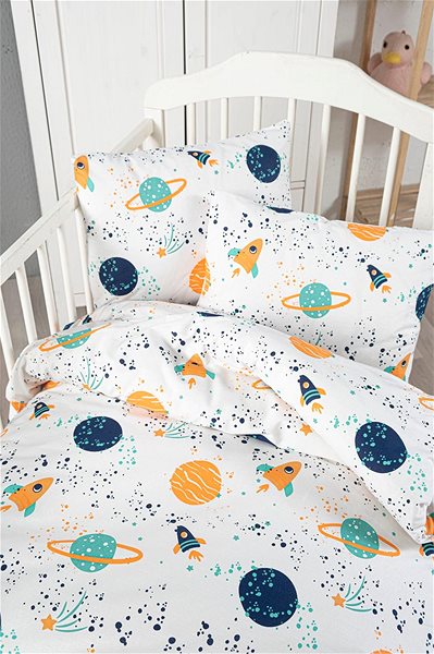 Detská posteľná bielizeň Brotex Bavlnené detské obliečky do malej postieľky 90 × 135, 45 × 60 cm, vesmír ...
