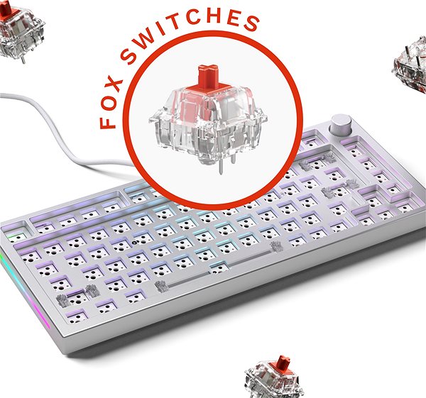 Gaming Keyboard GLORIOUS Forge Pro Bundle (Glorious Fox Switches - Forge, 120 pcs + Glorious GPBT Keycaps - Pink Gra ...