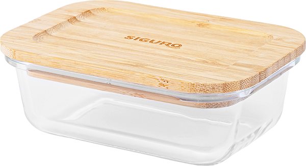 Ételtároló doboz szett Siguro Tárolóedény készlet Glass Seal Bamboo 0,37 l + 0,6 l + 1 l +1,5 l, 4 db ...