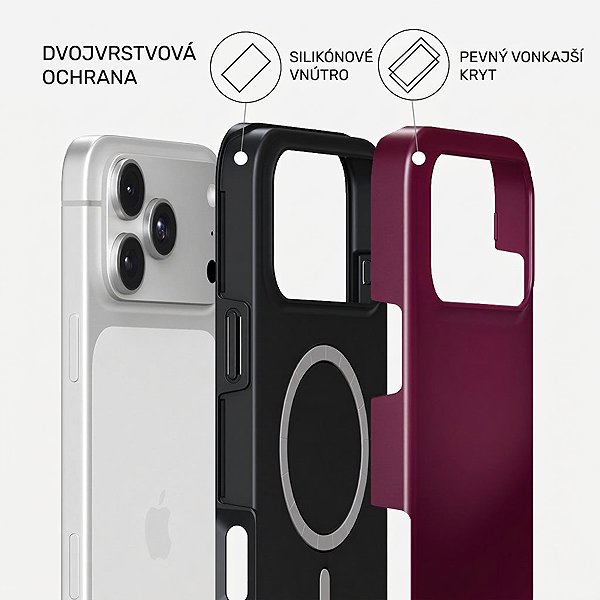 Kryt na mobil Burga Tough MagSafe Case Dark Cherry iPhone 18 Pro Obsah balenia
