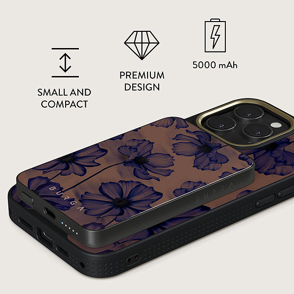 Power Bank BURGA Velvet Night Gunmetal Magnetic Power Bank, 5000 mAh ...