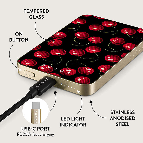 Powerbank BURGA Cherrybomb Gold Magnetic Power Bank, 5000 mAh ...