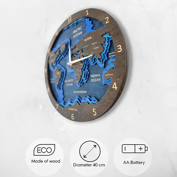 Wall Clock BusyKids Wall Clock World Map Dark ...