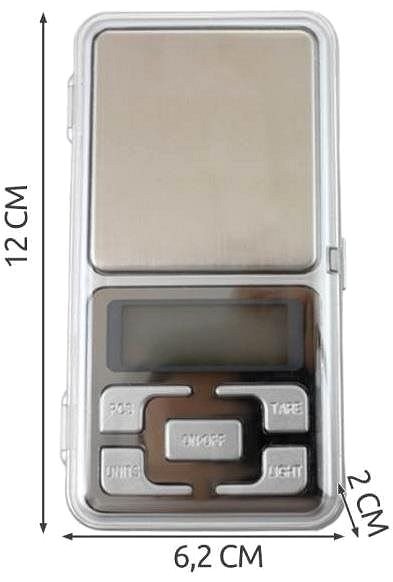 Kuchynská váha ISO 0135 Digitálna vrecková váha 200 g/0,01 g Technický nákres