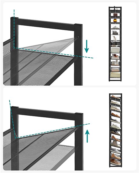 Shoe Rack Houseland Dancer metal, 12 shelves, black ...