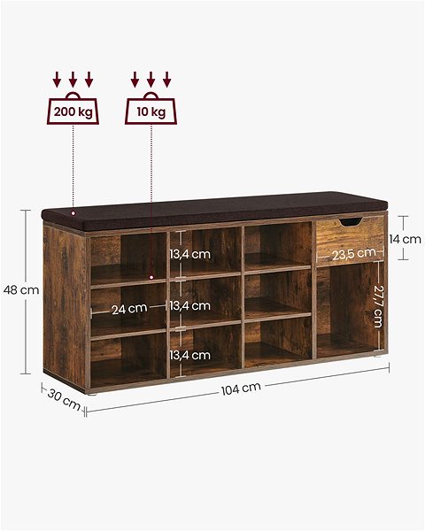 Shoe Rack Houseland Vasagle Crypto with bench, brown/black ...