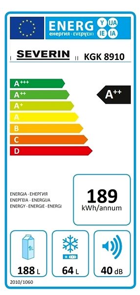 Chladnička Severin KGK 8910 nerez Energetický štítok