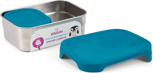 Snack Box Affenzahn Stainless Steel snack box set, shark silver petrol ...