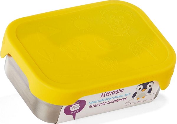 Snack Box Affenzahn Stainless Steel snack box set, tiger silber yellow ...