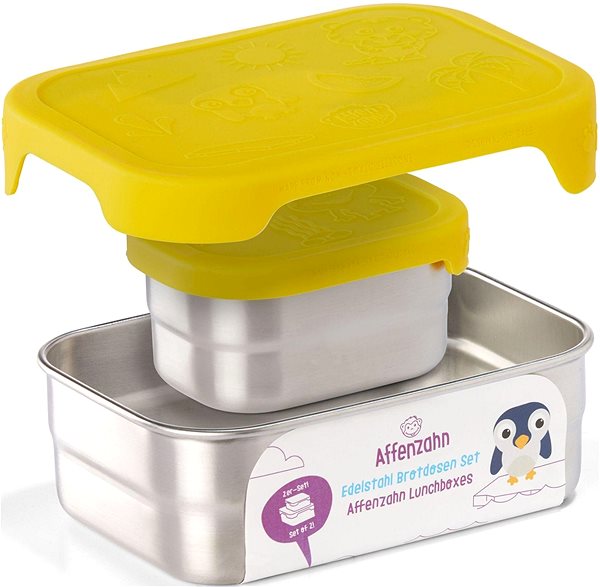 Snack Box Affenzahn Stainless Steel snack box set, tiger silber yellow ...