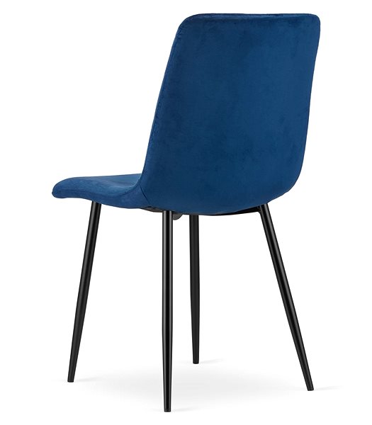 Jedálenská stolička TEXTILOMANIE Modrá zamatová stolička Turin s čiernymi nohami ...