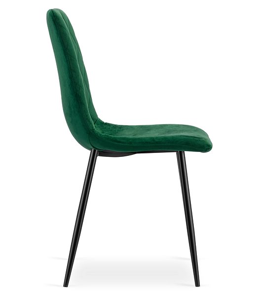 Jedálenská stolička TEXTILOMANIE Zelená zamatová stolička Turin s čiernymi nohami ...