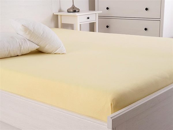 Plachta na posteľ B.E.S. PETROVICE Plachta na posteľ Jersey s elastanom LYCRA 140 × 200 cm, vanilková ...
