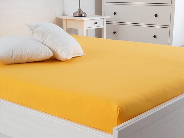 Plachta na posteľ B.E.S. PETROVICE Plachta na posteľ Jersey s elastanom LYCRA 90 × 200 cm, sýto žltá ...
