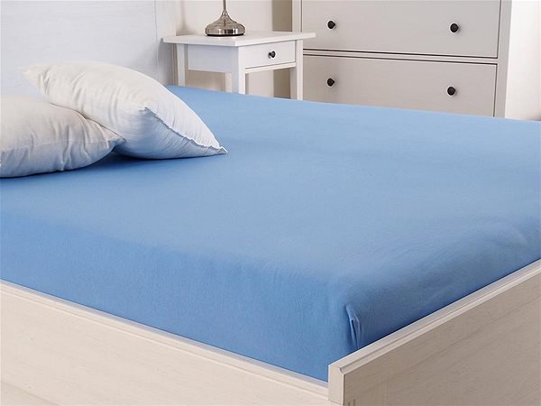 Plachta na posteľ B.E.S. PETROVICE Plachta na posteľ Jersey s elastanom LYCRA 140 × 200 cm, nebesky modrá ...