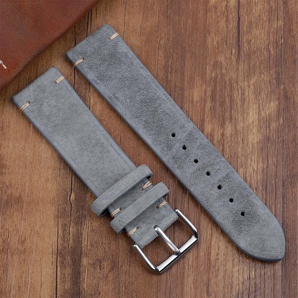 Remienok na hodinky BStrap Suede Leather Universal Quick Release 18 mm, gray ...