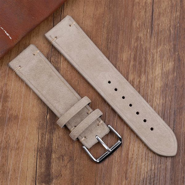 Remienok na hodinky BStrap Suede Leather Universal Quick Release 18 mm, beige ...